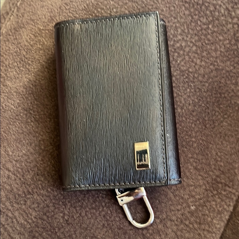 Dunhill Black Key & Card Holder with Textured Leather